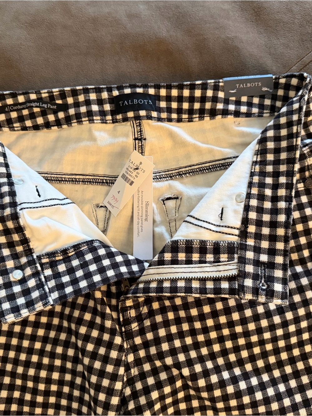Talbots Black and White corduroy, straight pants - Picture 3 of 11